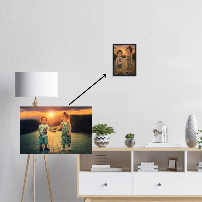 Personalized anime portrait as a framed poster from your photo