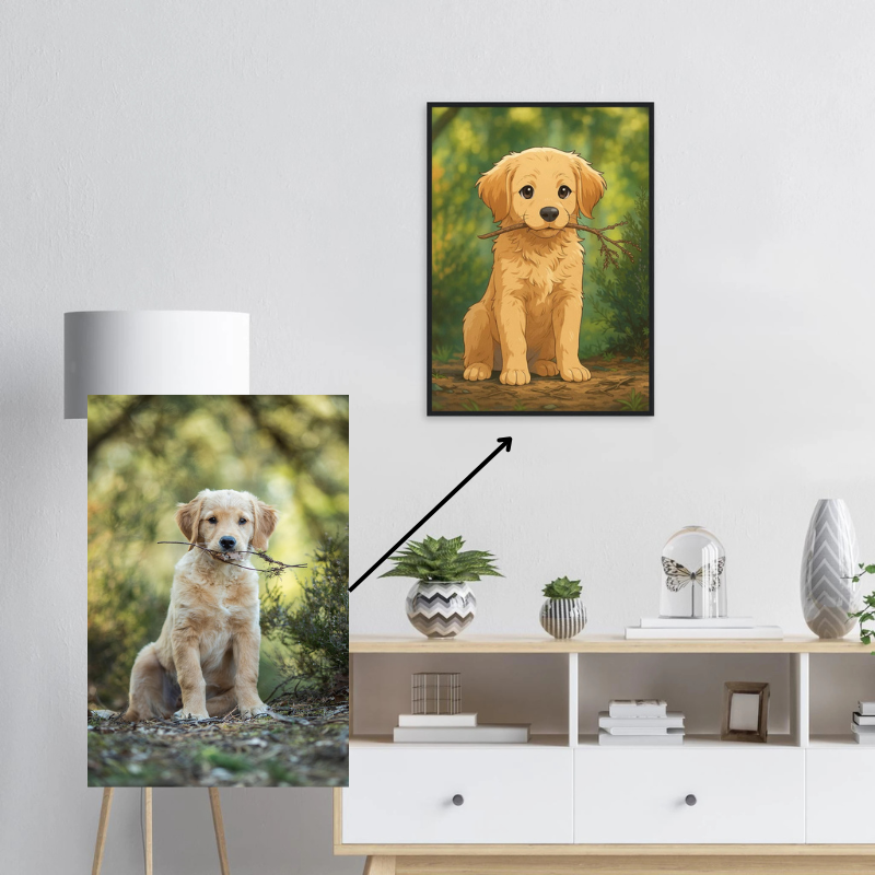 Personalized anime portrait as a framed poster from your photo 